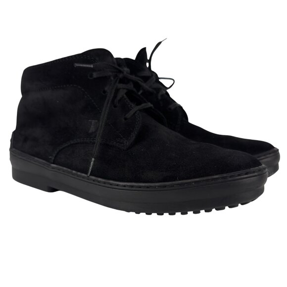 TOD'S Gommino Suede Heritage Chukka Pebbled Heel Black Ankle Boots EU 36 US 6 - Picture 2 of 10